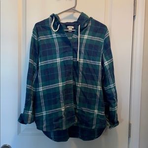 LLBean W’s Textured Twill Hoodie Rustic Green